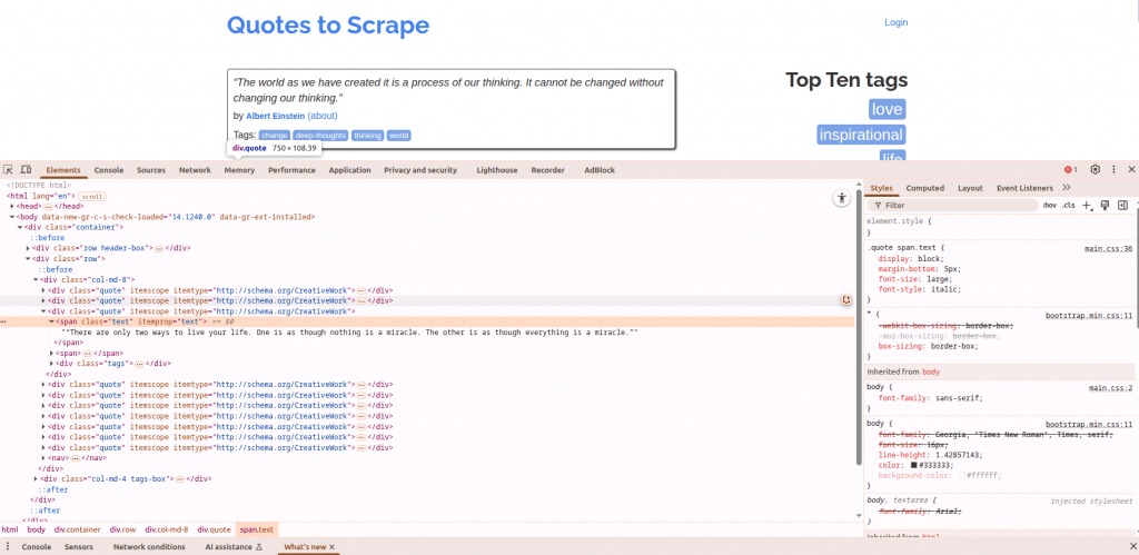 Inspect HTML Elements