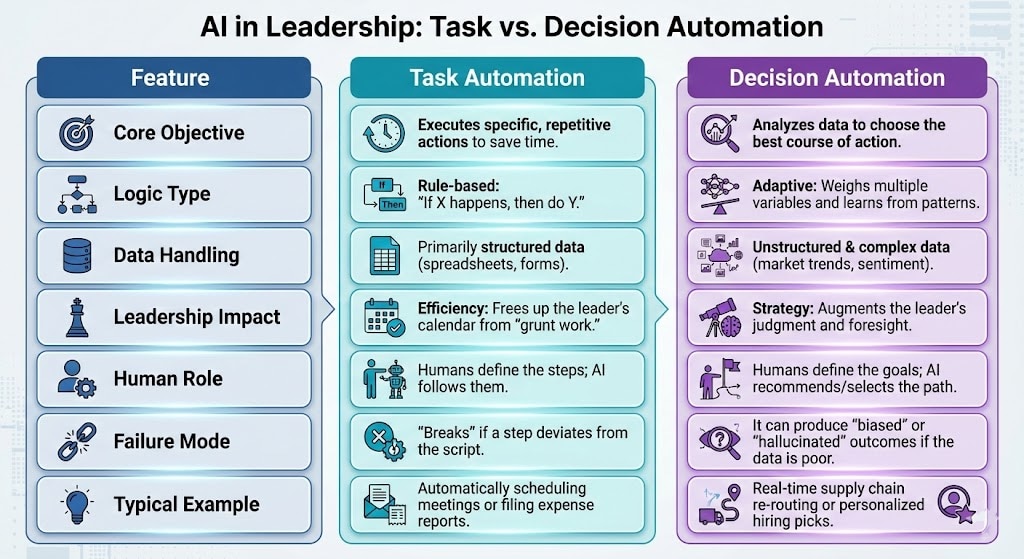 AI in Leadership Task VS. Decision Automation