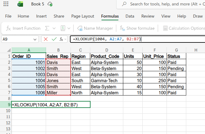 XLOOKUP Formula
