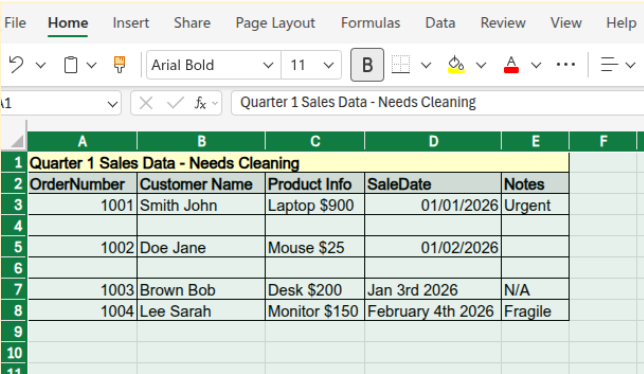 Press Ctrl + A to select the entire worksheet.