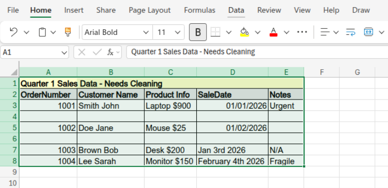 Select the full data range