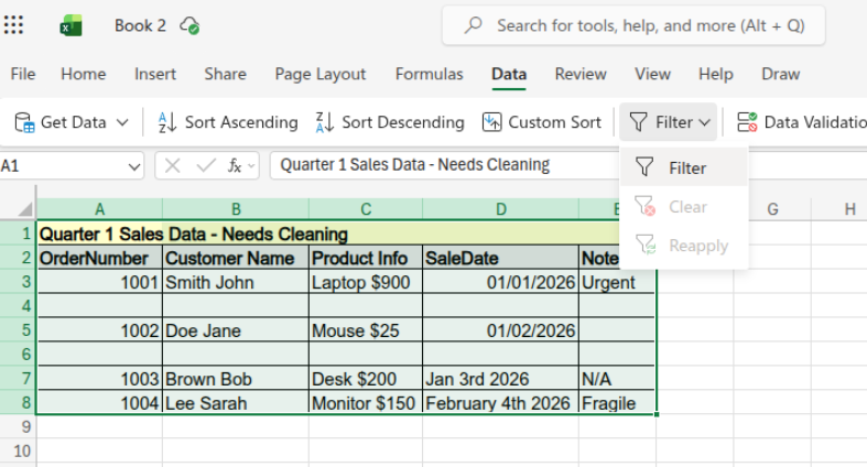 Select the full data range