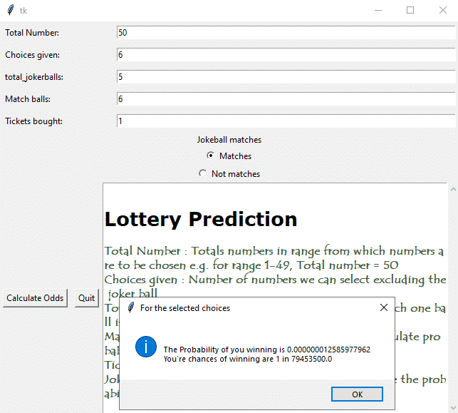 probability of winning the lottery