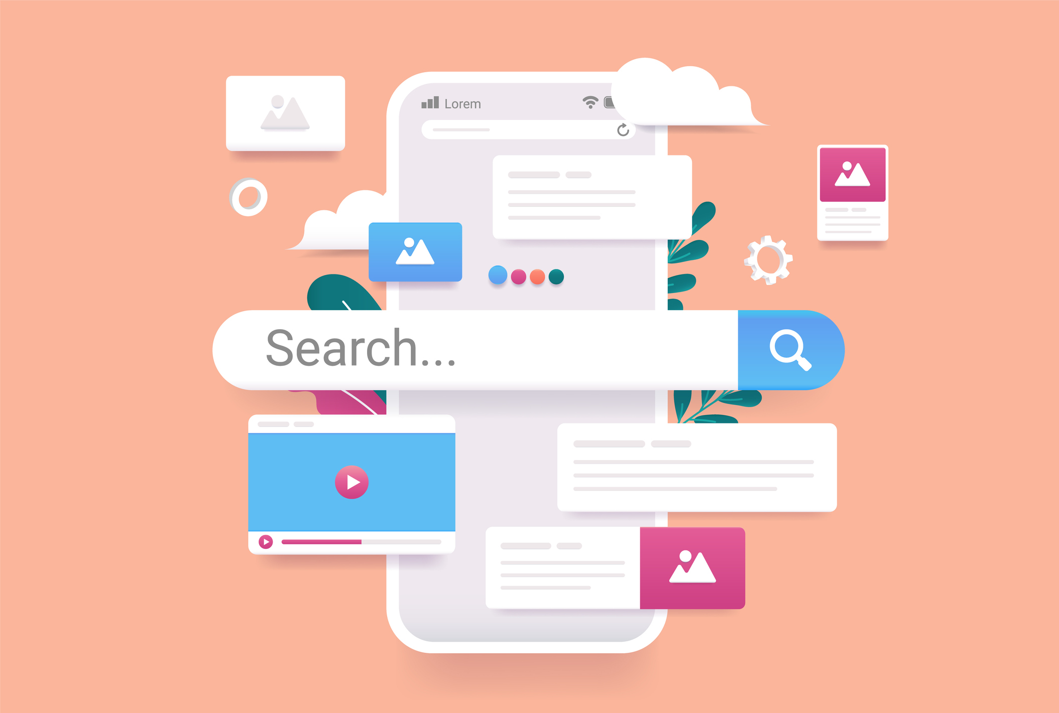 Search engine on smartphone screen