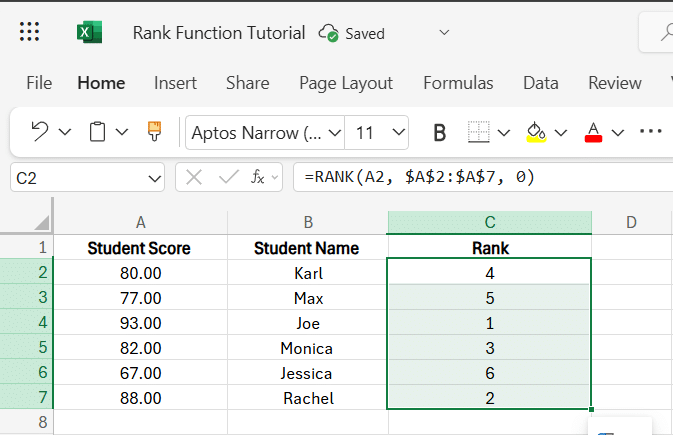 Apply the formula to other cells