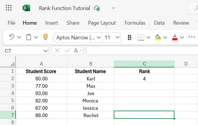 Use the rank formula