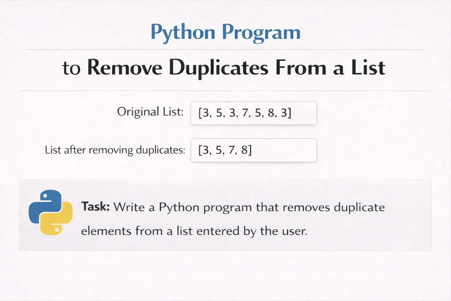 Python Program to Remove Duplicates From a List
