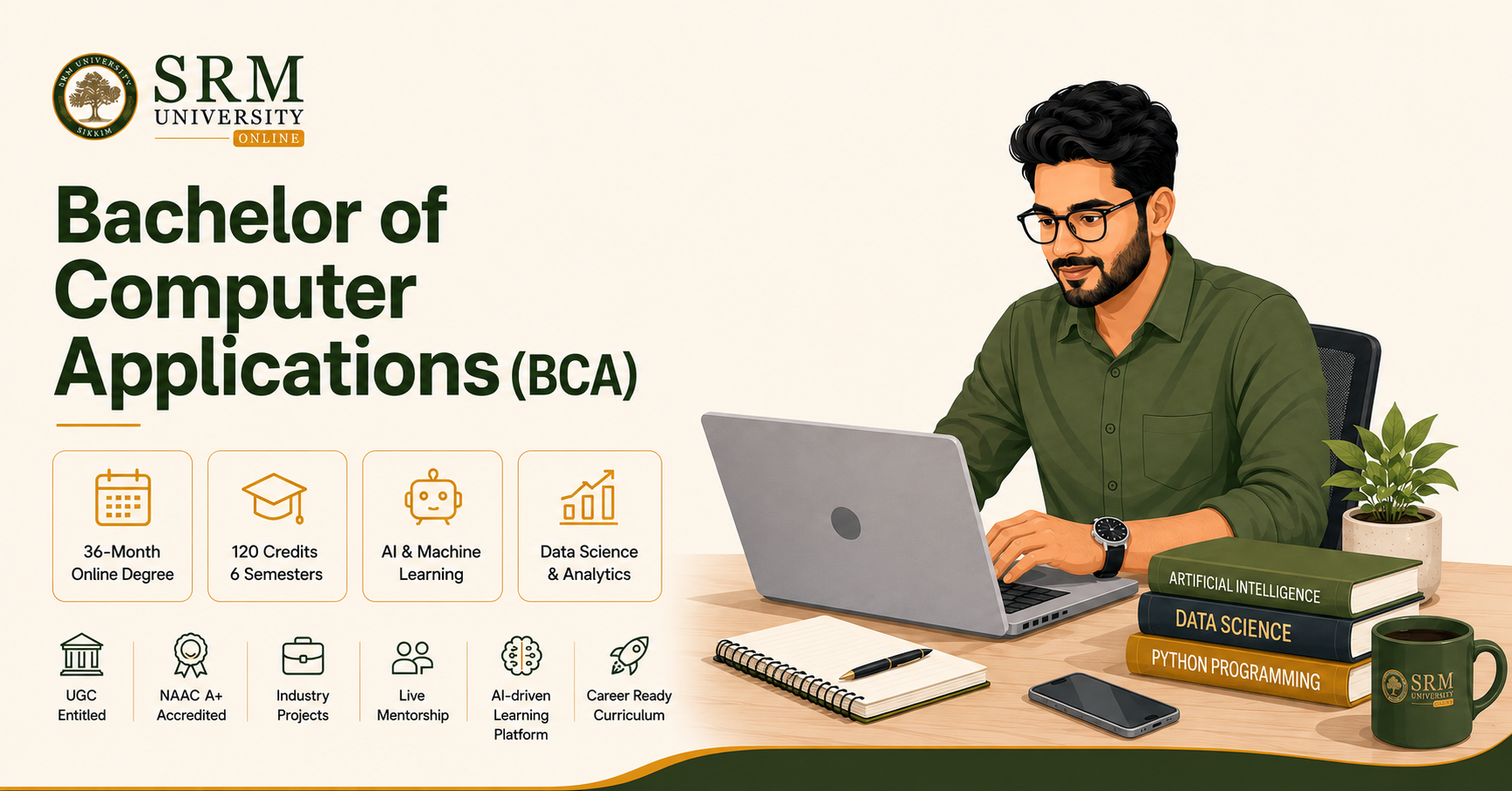 SRM University, Sikkim introduces a UGC-entitled Online BCA degree with AI & Machine Learning and Data Science specializations.