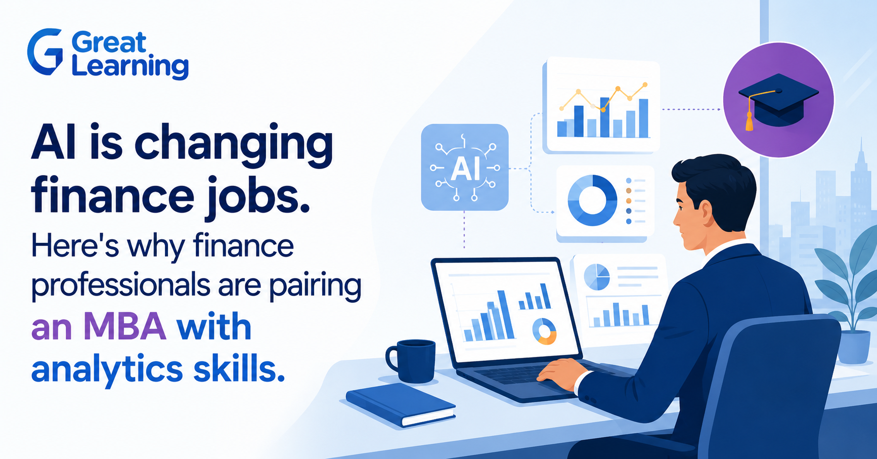 Finance professional using AI and analytics in finance