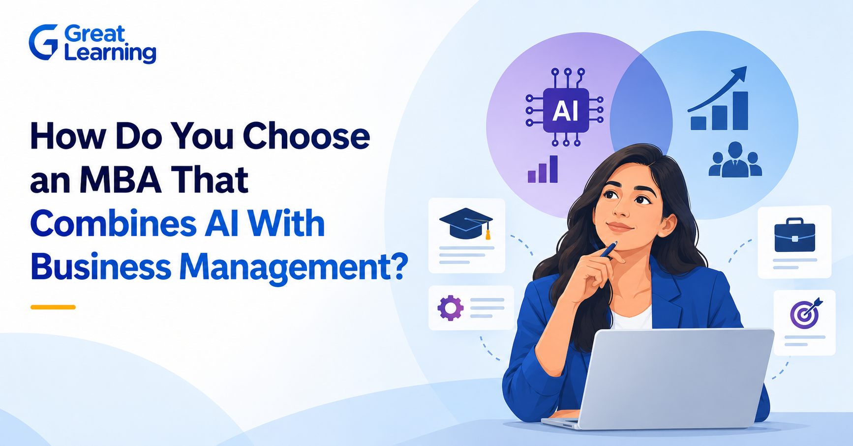 Woman considering an MBA combining AI and business management