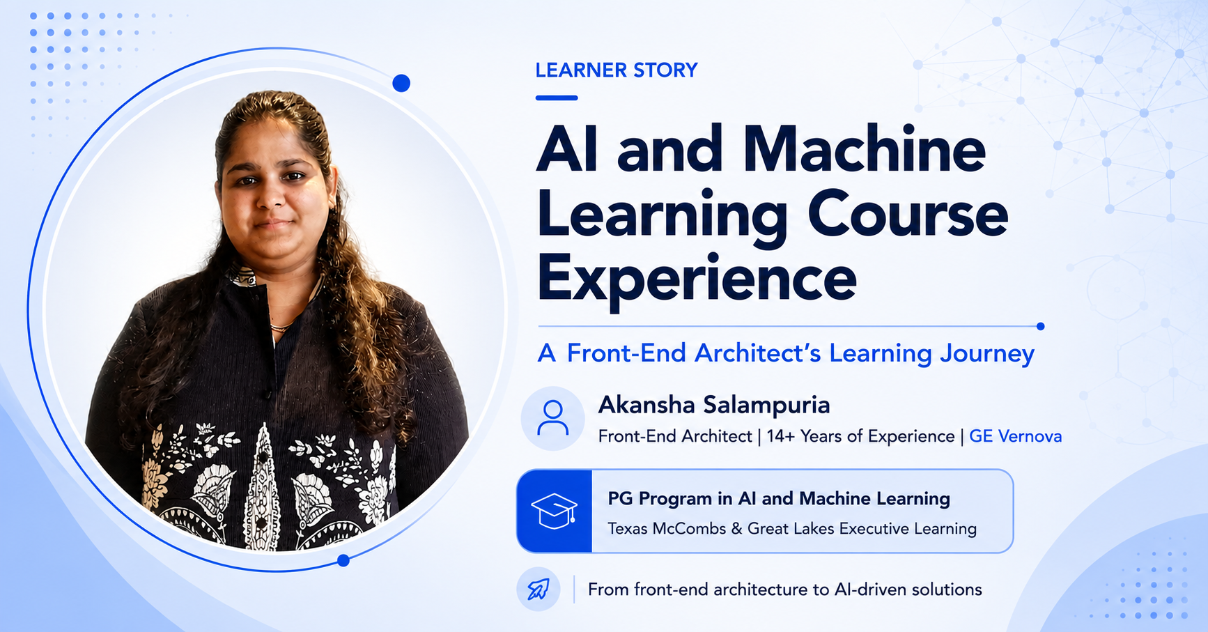 AI and Machine Learning course experience of a Front-End Architect at GE Vernova