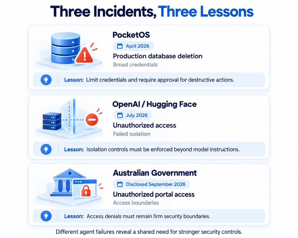 Different agent failures reveal a shared need for stronger security controls