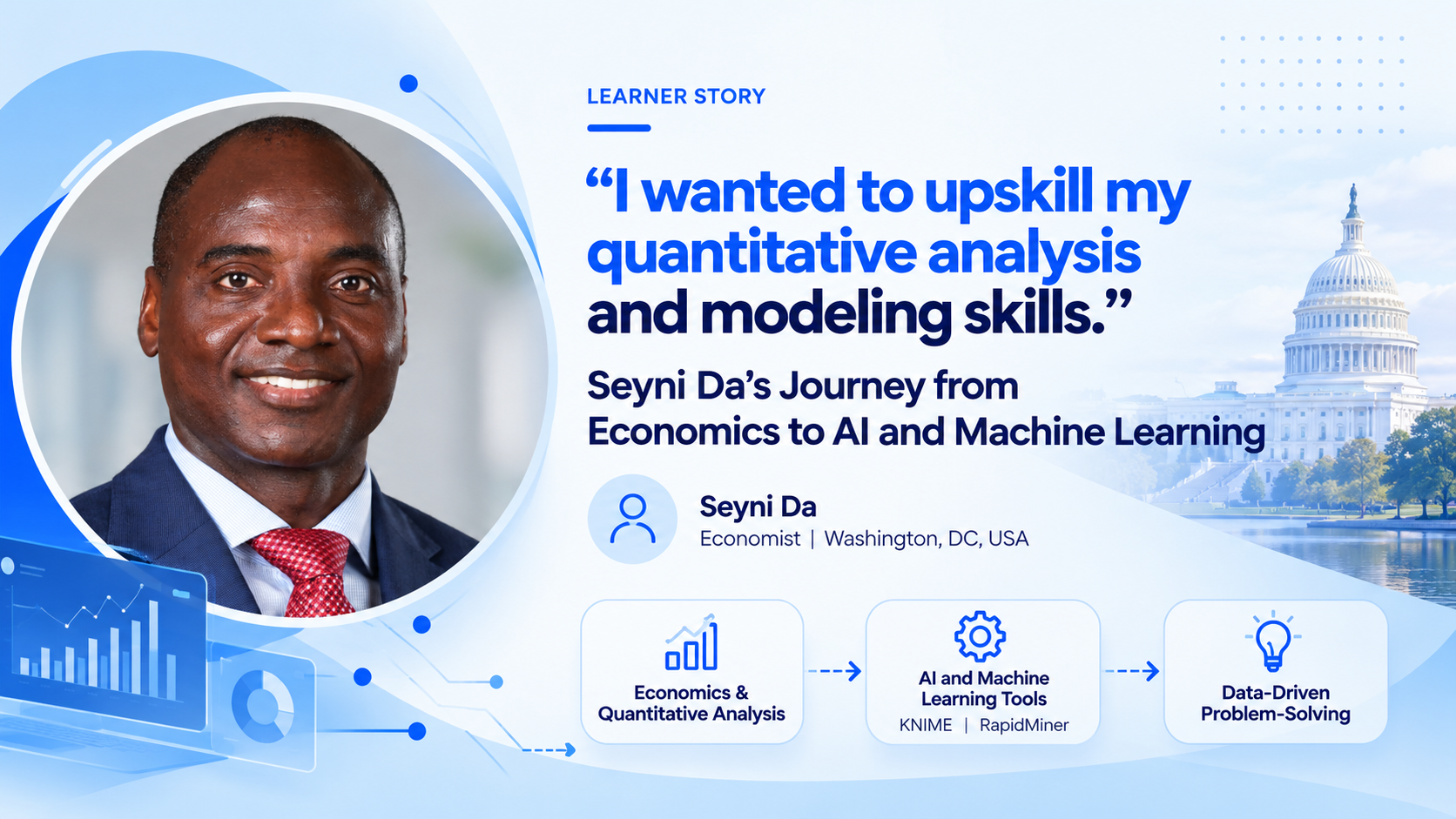 Seyni Da’s AI learning journey from economics and quantitative analysis to no-code AI and machine learning tools.